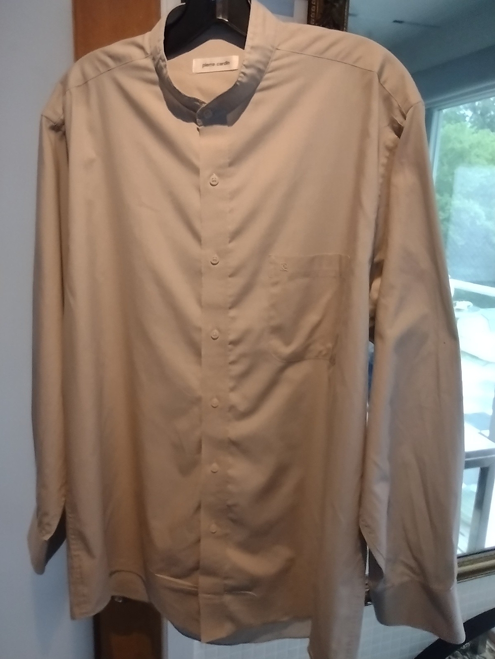 Pierre Cardin Men's Beige Band Collar Shirt